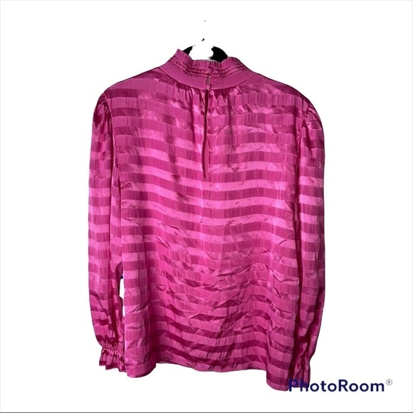 NWT 1. STATE x REVOLVE Pink Striped Mock Neck Balloon Sleeve Top Blouse Size XL - Picture 3 of 6